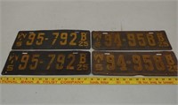 2 Pair 1925 WI license plates