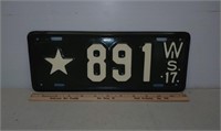 1917 low number Star WI plate military green