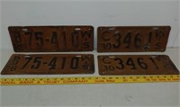 2 Pair 1926 & 30 WI license plates