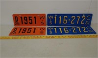 2 Pair 1928 & 31WI license plates