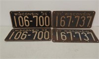 2 Pair 1935 & 37 WI license plates