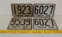 2 Pair 1938 experimental WI license plates