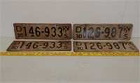 2 Pair 1930 WI license plates