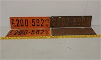 2 Pair 1928 & 29 WI license plates