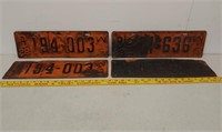 2 Pair 1928 WI license plates