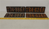 2 Pair 1927 WI license plates