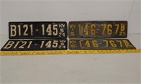 2 Pair 1924 &25 WI license plates