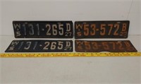 2 Pair 1927 WI license plates