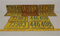 5 Pair 1932 WI license plates
