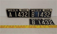 3 1946 WI Dealer license plates (1 pair)