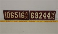 2 1920 WI license plates