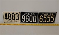 3 1930s Experimental WI license plates