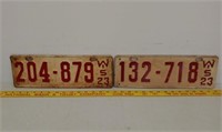 2 1923 WI license plates