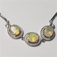 $400 Silver Opal 18"(5ct) Necklace