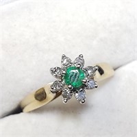 $1100 14K  Emerald(0.1ct) Diamond(0.1ct) Ring