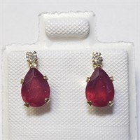 $180 10K  Ruby(1.04ct) Moissanite(0.06ct) Earrings