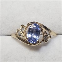 $700  Ceylon Sapphire(1ct) Diamond(0.02ct) Ring