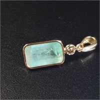 $1800 14K  Columbia Emerald(3.8ct) Diamond(0.12ct)