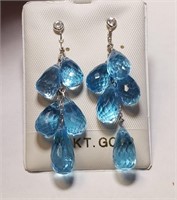 $800 14K  Blue Topaz(35ct) White Sapphire(0.15ct)