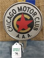 METAL CHICAGO MOTOR CLUB LICENSE PLATE TOPPER