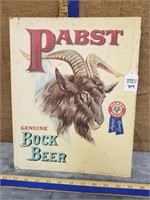 PABST BOCK BEER STAND UP CARDBOARD COUNTER SIGN