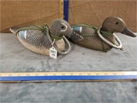 PR. OF BLUE WING TEAL WOOD DECOYS W/ WEIGHTS-
