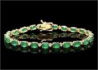 $11,800  10.60cts Emerald & Diamond 14k Bracelet