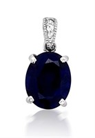 4.50 cts Blue Sapphire & Diamond 14k Gold Pendant