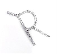 14k White Gold R Diamond Pendant