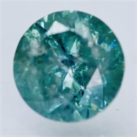 Certified 1.06ct Round Brilliant Grn/Blue Diamond