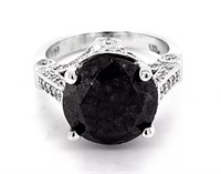 $30,000  7.98 cts Black Diamond 14k Gold Ring