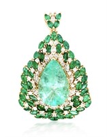 GIA 50.14 cts Colombian Emerald & Diamond 14k