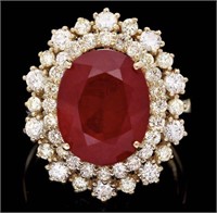 $9950  9.20 cts Ruby & Diamond 14k Gold Ring