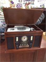 Wooden music center with recordable CD player