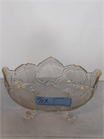 gold trimmed glass bowl with feet