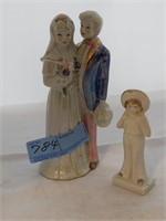 Bride & groom figurine  & girl figurine lot of 3