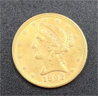 1892 $5 gold coin