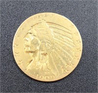 1909 $5 gold coin