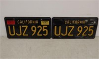 Pair 1963 California Black Plates