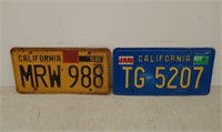 2 California License Plates 1 '56 Yellow
