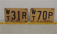 2 1944 & 45 NJ War Era License Plates