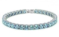 Round 14.50 Ct Aquamarine Tennis Bracelet