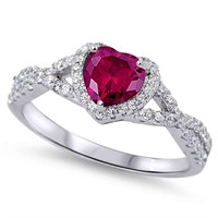 Heart 1.25ct Ruby & White Sapphire Infinity Ring