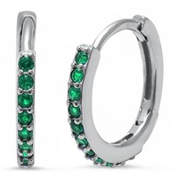 Channel Set .80ct Emerald Hoop Earrings