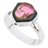 Natural 4.38ct Raw Watermelon Tourmaline Ring