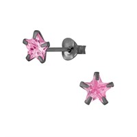 Black Plated 1.60ct Pink Topaz Star Earrings