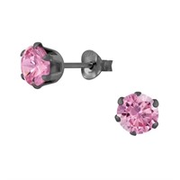 Round 1.64ct Black-pl. Pink Topaz Earrings