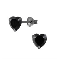 Black Plated 1.60ct Onyx Heart Earrings