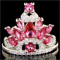 Elegant 1.75ct Ruby & White Sapphire Crown Ring