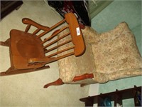 CHILD ROCKER AND OLD CHAIR